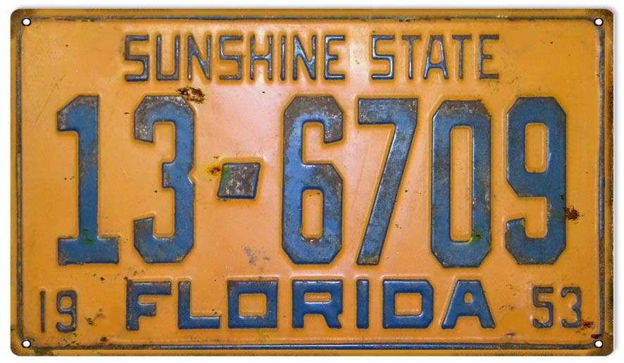 Florida License Plate 1953 8×14