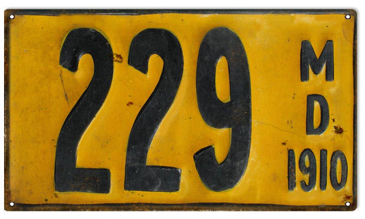 MD License Plate 1910 Vintage Style Metal Sign 8 × 14