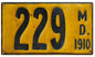 MD License Plate 1910 8×14