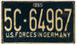 Germany US Forces License Plate 8×14