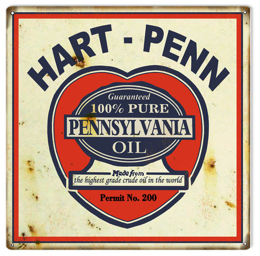Hart Penn Motor Oil Vintage Style Metal Sign 12 × 12