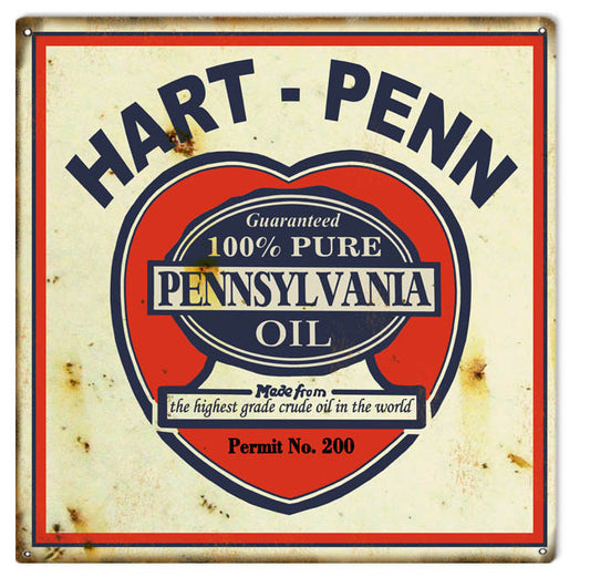 Hart Penn Motor Oil Vintage Style Metal Sign 16 × 16
