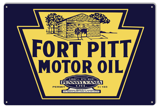 Fort Pitt Motor Oil Vintage Style Metal Sign 12 × 18