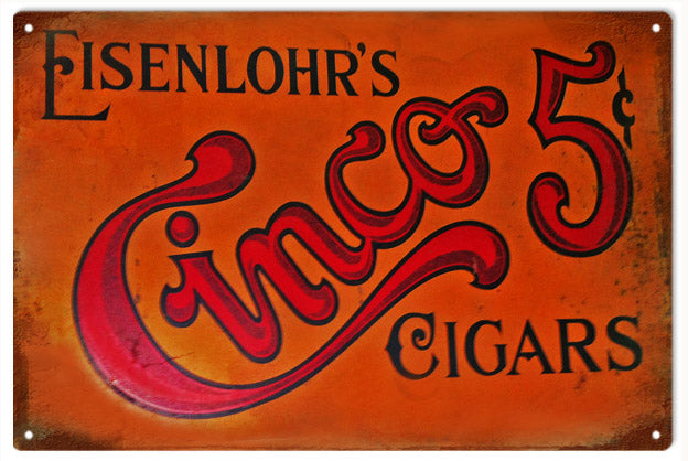 Cigars Cinco 5 Cent 12x18