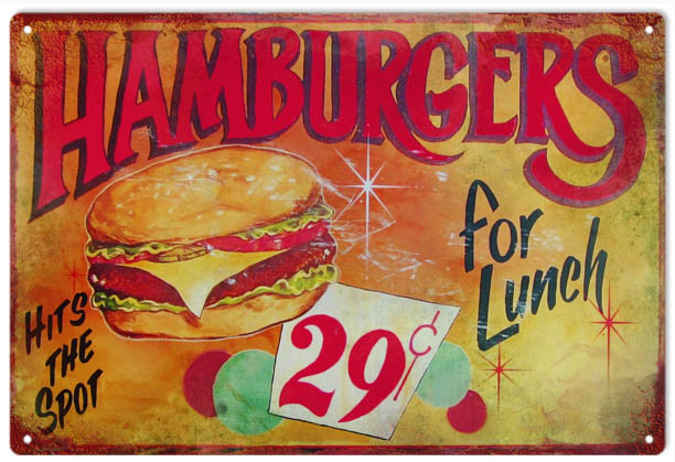 Hamburgers 29 Cent Lunch 12x18