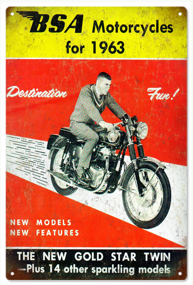 BSA Motorcycle 1963 The New Gold Star Twin 12x18