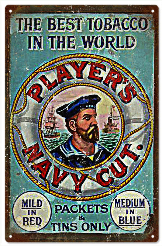 Players Navy Cut Tobacco Vintage Style Metal Sign 12 x 18