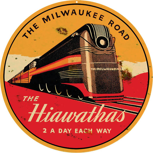 Hiawathas Railroad Vintage Style Metal Sign 14 x 14