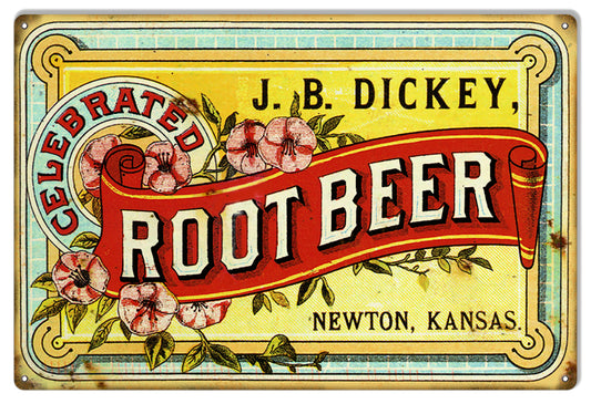 JB Dickey Root Beer Vintage Style Metal Sign 12 × 18
