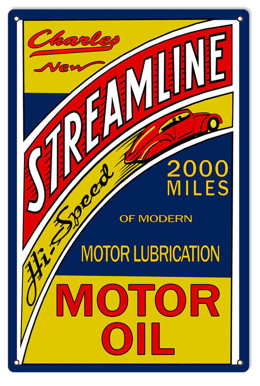 Charley Streamline Motor Oil Vintage Style Metal Sign 16 x 24
