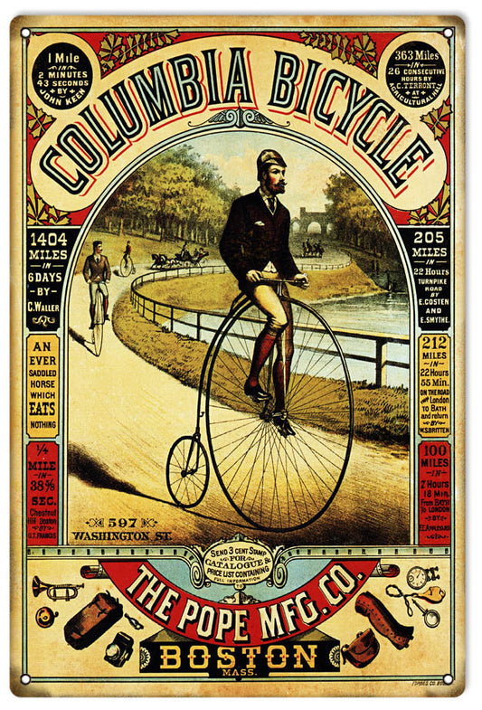 Columbia Bicycle Boston Vintage Style Metal Sign 12 × 18