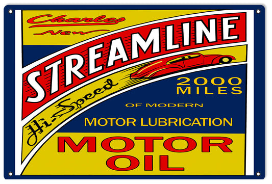 Charley Streamline Motor Oil Vintage Style Metal Sign 12 x 18
