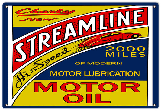 Charley Streamline Motor Oil Vintage Style Metal Sign 16 × 24
