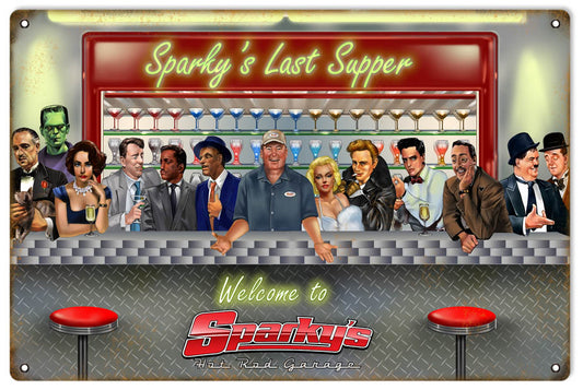 Welcome To Sparkys Garage Vintage Style Metal Sign 12 x 18