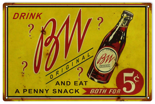 BW 5 Cent Soda Vintage Style Metal Sign 12 x 18