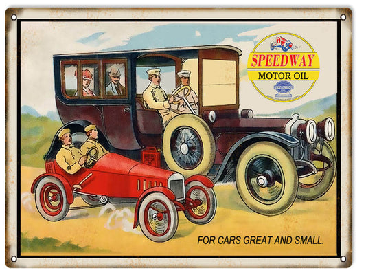 Speedway Great And Small Motor Oil Vintage Style Metal Sign 9 × 12