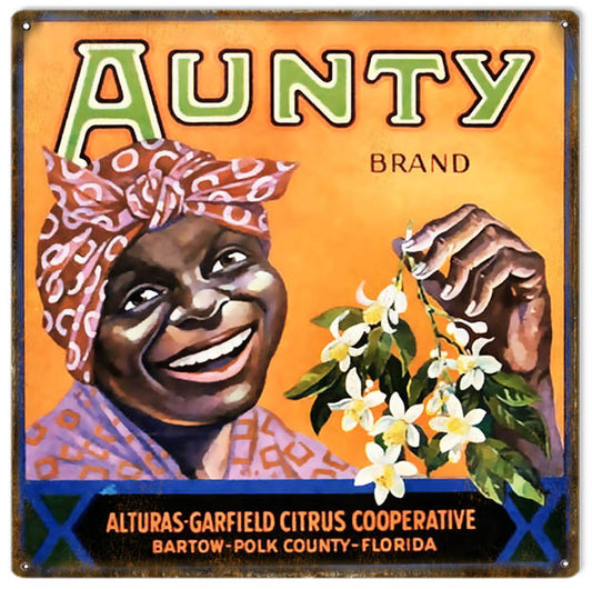 Aunty Brand Vintage Style Metal Sign 12 × 12