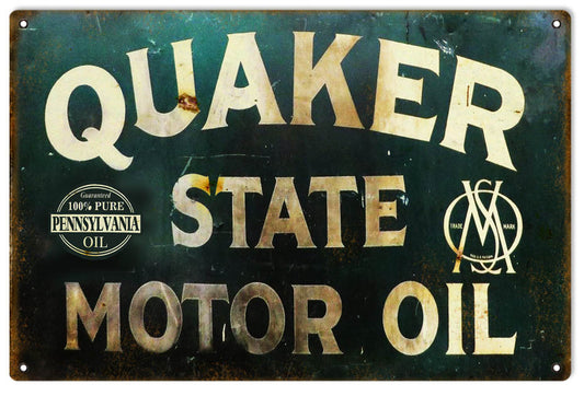 Quaker State Motor Oil Vintage Style Metal Sign 12 x 18