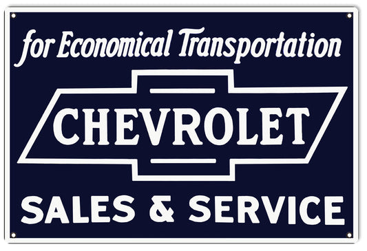 Economical Transportation Chevrolet Vintage Style Metal Sign 12 x 18
