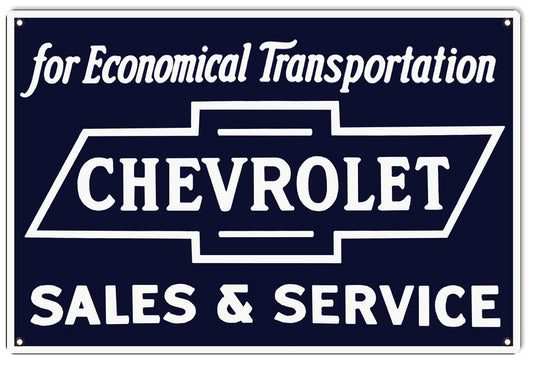 Economical Transportation Chevrolet Vintage Style Metal Sign 16 × 24