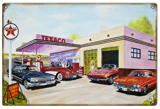Texaco Mechanic On Duty Vintage Style Metal Sign 12 x 18