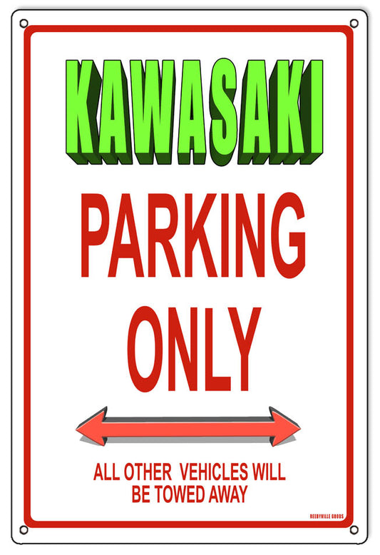 Kawasaki Parking Only Vintage Style Metal Sign 12 x 18