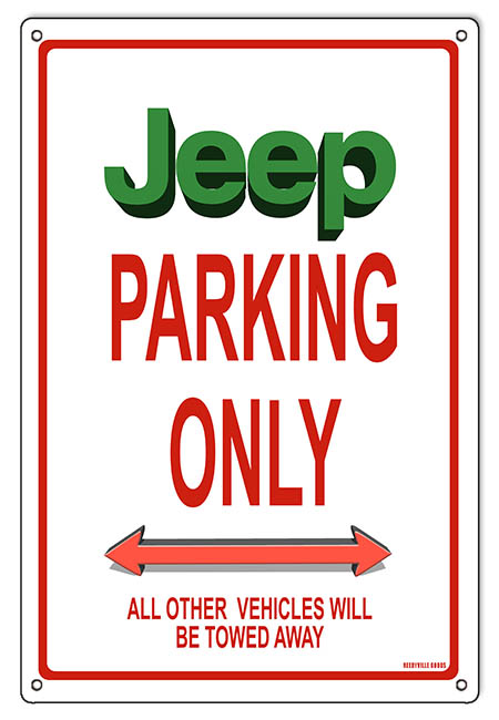 Jeep Parking Only Vintage Style Metal Sign 12 x 18