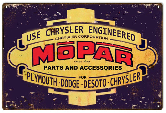 Mopar Engineered Parts Vintage Style Metal Sign 12 x 18