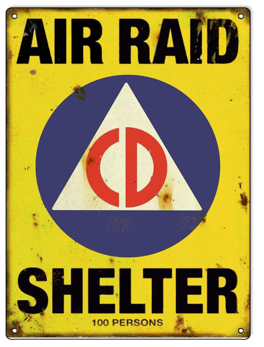 Air Raid Shelter Vintage Style Metal Sign 9 × 12