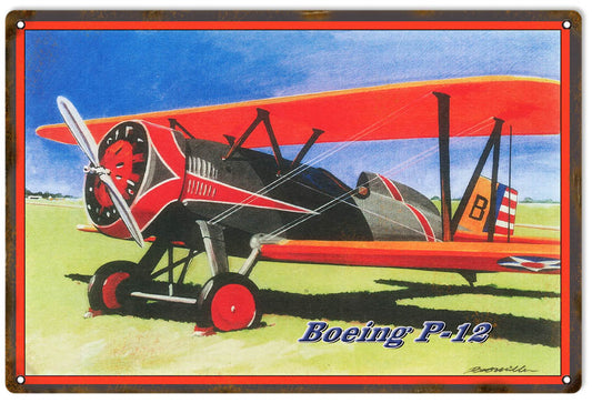 Boeing P-12 Vintage Style Metal Sign 12 x 18
