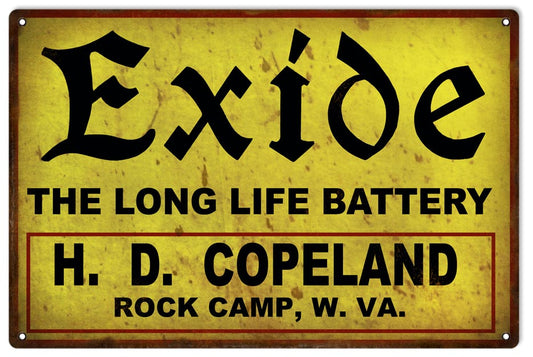 Exide Battery H.D. Copeland Vintage Style Metal Sign 16 x 24