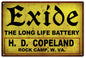 Exide Battery H.D. Copeland 16 x 24