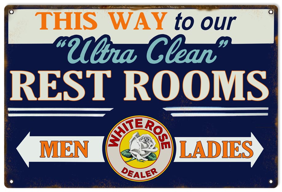 Ultra Clean Rest Rooms White Rose Dealer 12 x 18