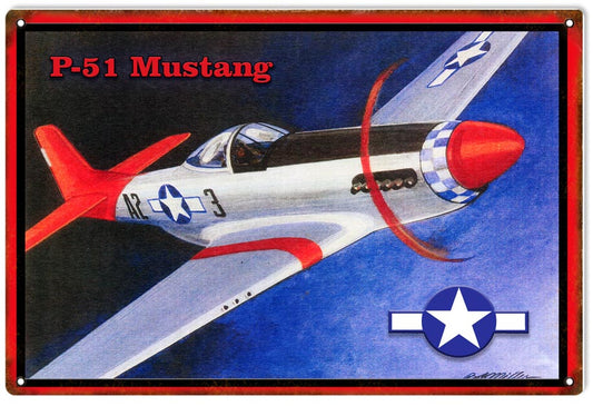 Mustang Red-Tail Vintage Style Metal Sign 12 x 18
