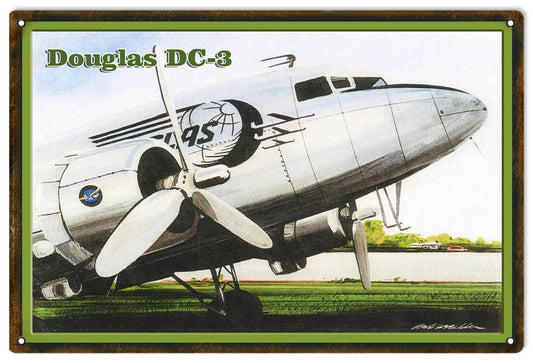 Douglas DC-3 Vintage Style Metal Sign 12 x 18