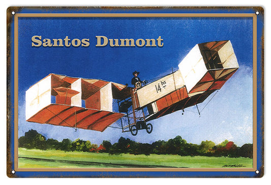 Santos Dumont Vintage Style Metal Sign 12 × 18