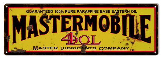 Mastermobile Lubricant Motor Oil Vintage Style Metal Sign 6 × 18
