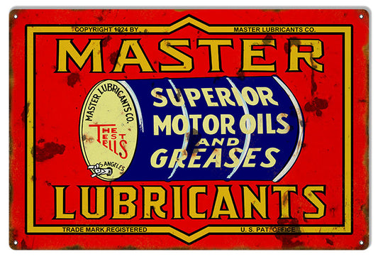 Master Lubricants Motor Oils Vintage Style Metal Sign 12 x 18
