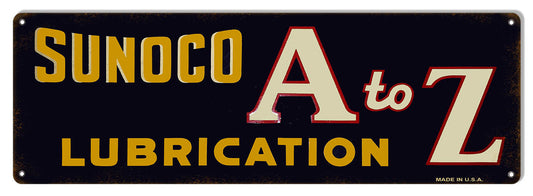 Sunoco A To Z Lubrication Vintage Style Metal Sign 6 × 18