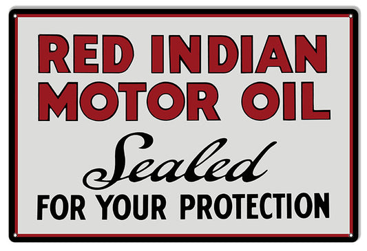 Red Indian Motor Oil Vintage Style Metal Sign 12 x 18