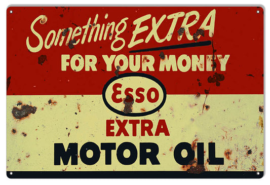Gas Station Esso Extra Motor Oil Vintage Style Metal Sign 12 x 18