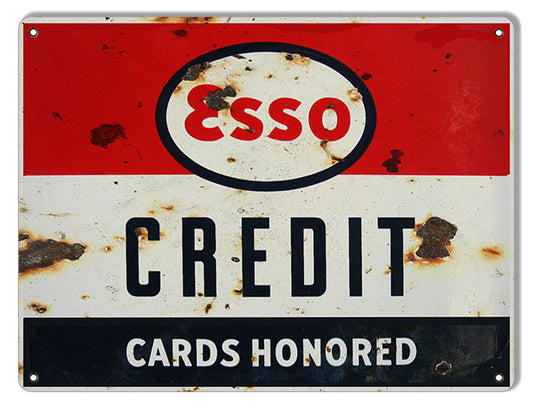 ESSO Credit Card Honored Vintage Style Metal Sign 9 × 12