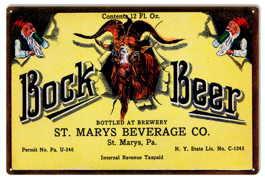 Bock Beer Restaurant And Bar Vintage Style Metal Sign 12 x 18