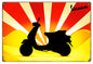 Yellow And Red Vespa Motor Bicycle 12x18