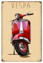 Red Vespa Motor Bicycle 12x18