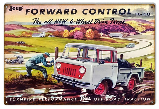 Jeep Forward Control Vintage Style Metal Sign 12 x 18
