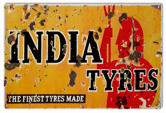 India Tyres Vintage Style Metal Sign 12 x 18