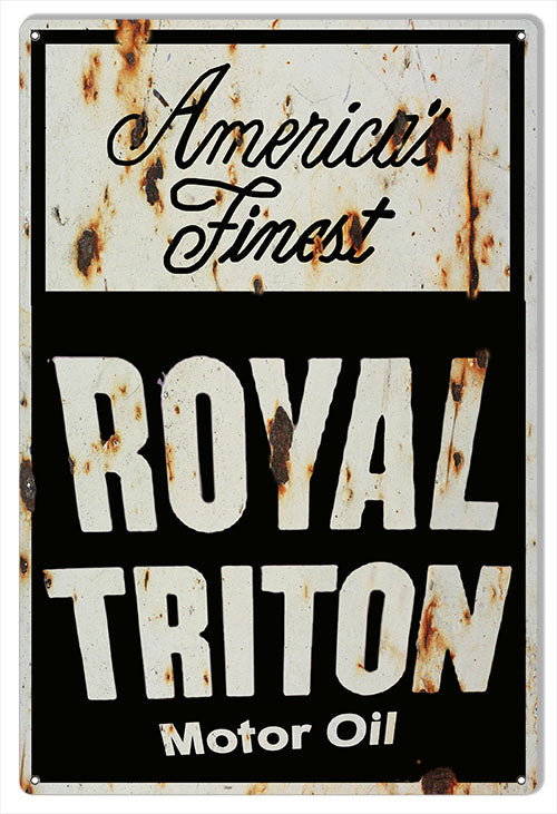 Royal Triton Motor Oil Vintage Style Metal Sign 12 x 18