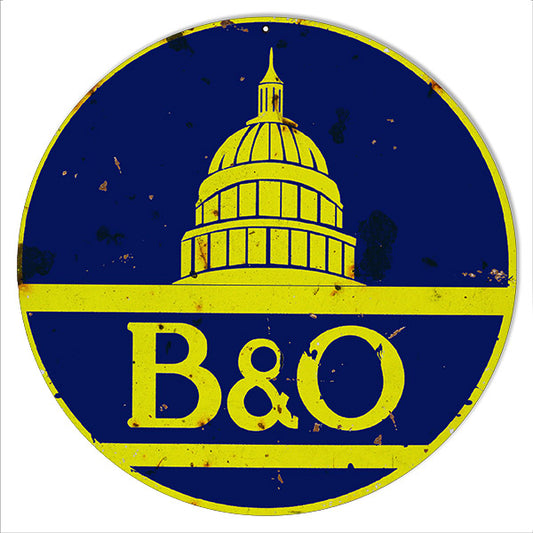 B & O Railroad Vintage Style Metal Sign 14 x 14