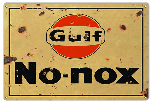No Nox Gulf Motor Oil Vintage Style Metal Sign 12 x 18